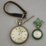 A silver open-faced pocket watch by J. W. Benson, London 1951, to/w a Swiss .