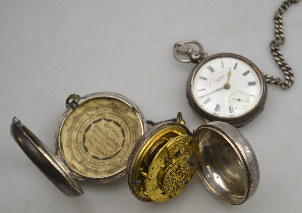 A George III silver pair-case pocket watch with verge movement no 17165 by R. C. - Image 3 of 3