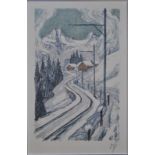 Continental school - A pair of Alpine views, prints,
