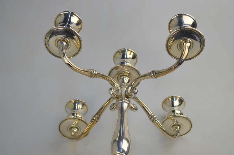 A Continental loaded 800 grade four-branch candelabrum with five sconces, - Image 7 of 8