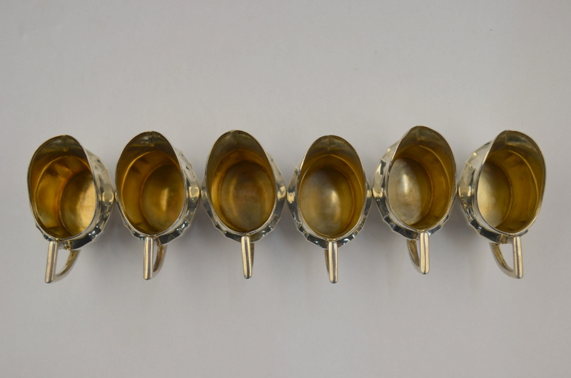 A set of six 800 grade miniature 'Amuse Bouche' jugs of classical form, 4. - Image 3 of 5