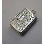 A William IV engraved silver vinaigrette with foliate engraved grille, John Bettridge,