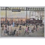 Helen Bradley (1900-79) - Blackpool Station, print,