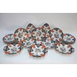 W B & Co 'Opaque Granite China' Victorian dessert service decorated in the Imari palette,