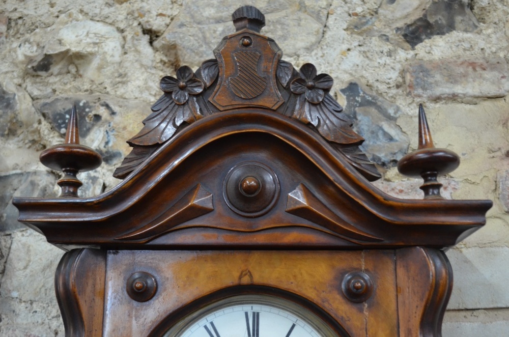 A Victorian / Edwardian walnut cased 'Vienna Regulator' wall clock, - Image 3 of 8