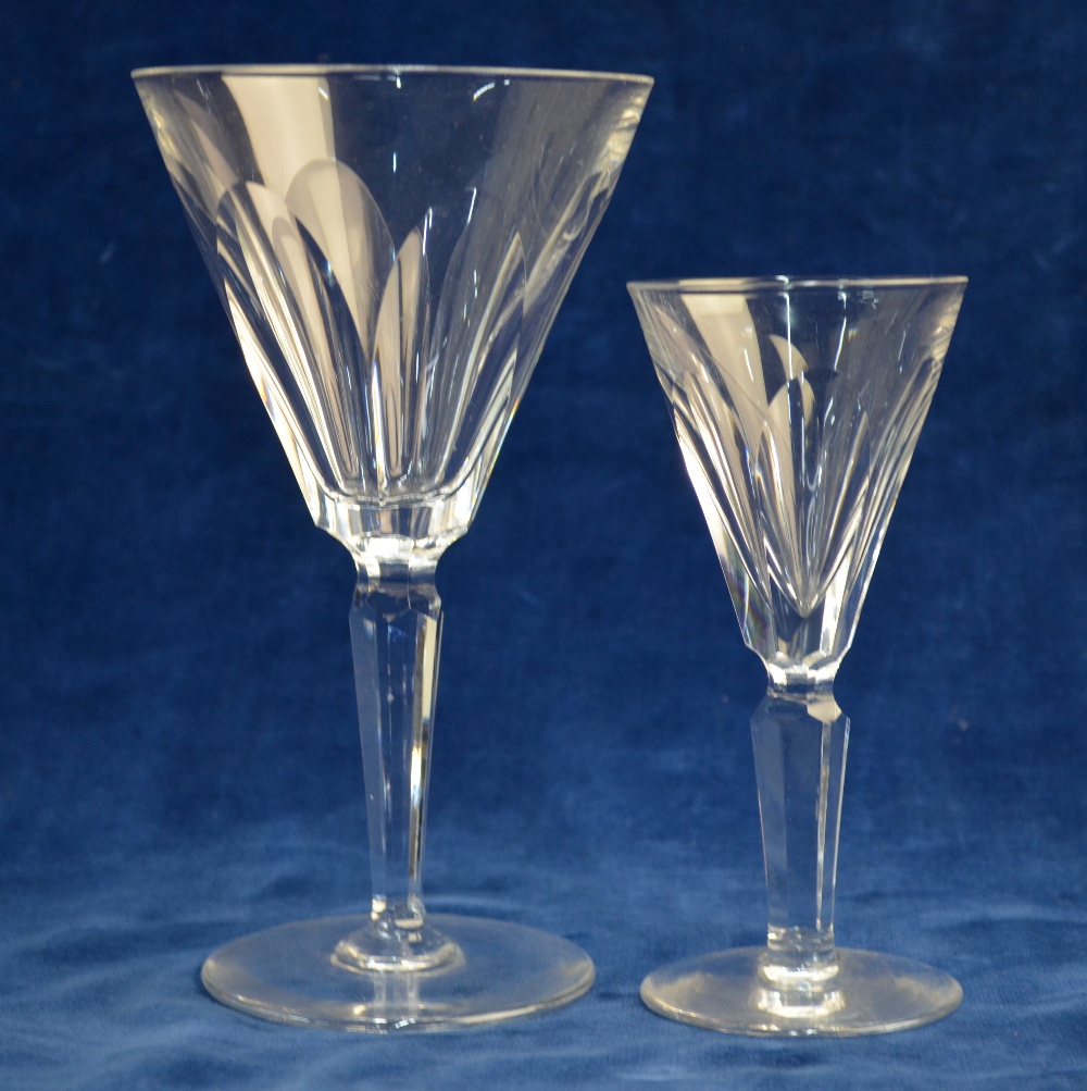 A set of six Waterford 'Sheila' pattern conical fluted wine glasses with hexagonal cut stems and - Image 5 of 6