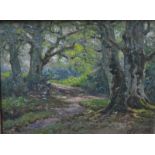 Frederick Golden Short (1863-1936) - A woodland glen, oil on board, signed lower right, 21.