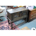 A 17th century oak coffer on stand,