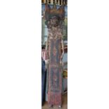 An old decorative carved wood full height standing figure of Siamese origin,