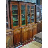 A Victorian mahogany breakfront library bookcase,