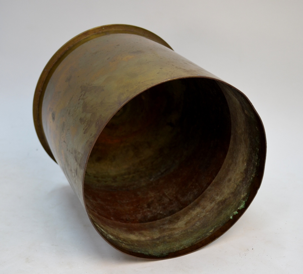 A WW1 (or earlier) German 21 cm (8") brass Howitzer shell-case stamped 'Patronenfabrik Karlsruhe - Image 2 of 4