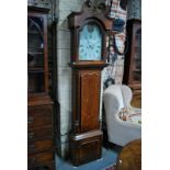 A Victorian cross-banded oak longcase clock,