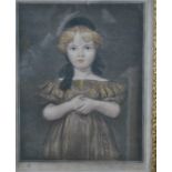 After Alfred J Skrimshire - Portrait of a young girl with clasped hands, coloured engraving,