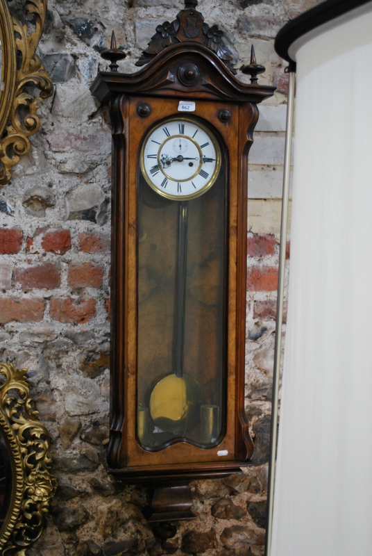 A Victorian / Edwardian walnut cased 'Vienna Regulator' wall clock, - Image 2 of 8