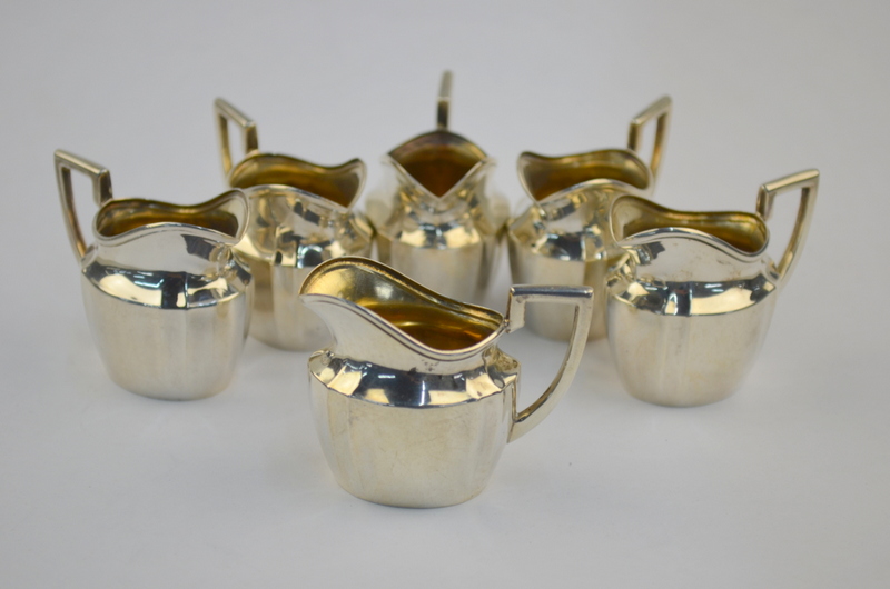 A set of six 800 grade miniature 'Amuse Bouche' jugs of classical form, 4. - Image 4 of 5