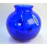 A Murano blue glass globular vase,