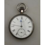 A Victorian silver open-faced pocket watch with top-wind movement no.