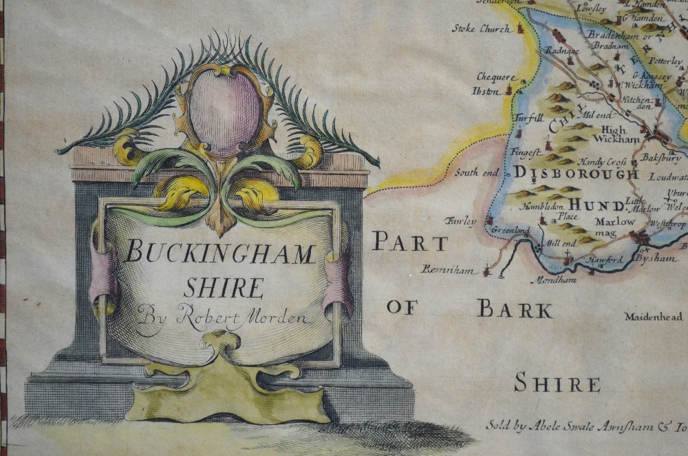 A 17th century Robert Morden county map, Buckinghamshire, 42 x 35 cm, - Image 2 of 5