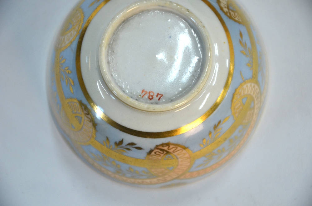 Early 19th century Ridgway and Minton teawares, powder blue ground with floral and foliate gilding, - Image 5 of 6