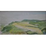 Steve Risby - 'Becon view east', oil on board, signed and dated 02 to lower right, 14.5 x 28.