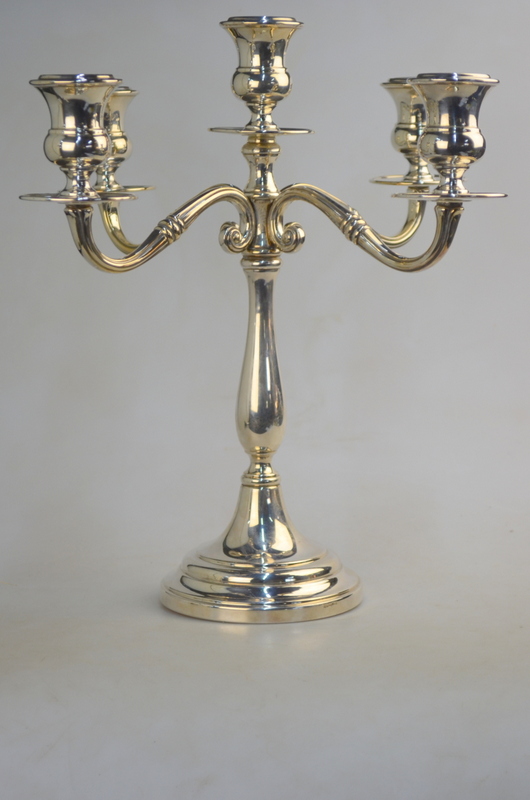 A Continental loaded 800 grade four-branch candelabrum with five sconces, - Image 2 of 8