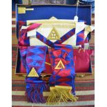 A quantity of Middlesex Lodge Masonic Regalia, including aprons, sashes, jewels, bow tie, etc,