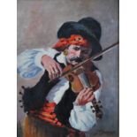 J T Barrett - Gyspy gentleman with fiddle, oil on canvas, signed lower right,