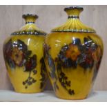 A pair of George Jones & Sons pottery Madras Ware art nouveau vases, c.