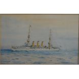 Rowland Langmaid (1897-1956) - 'HMS Highflier', watercolour, signed and inscribed lower right,