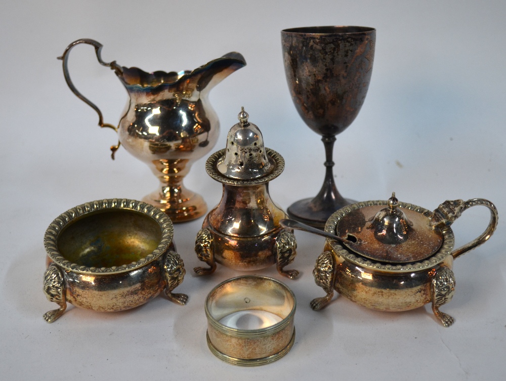 A glass punch-jug with electroplated mounts, to/w a pair of candlesticks, three bottle coasters, - Image 5 of 10