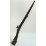 A 19th century percussion lock carbine rifle with 67 cm barrel and crudely made action to/w two