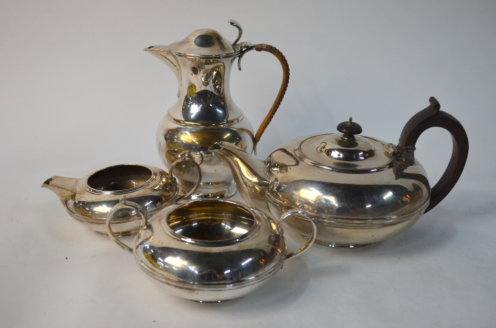 A Mappin & Webb electroplated three-piece tea service of compressed melon form, - Image 4 of 8