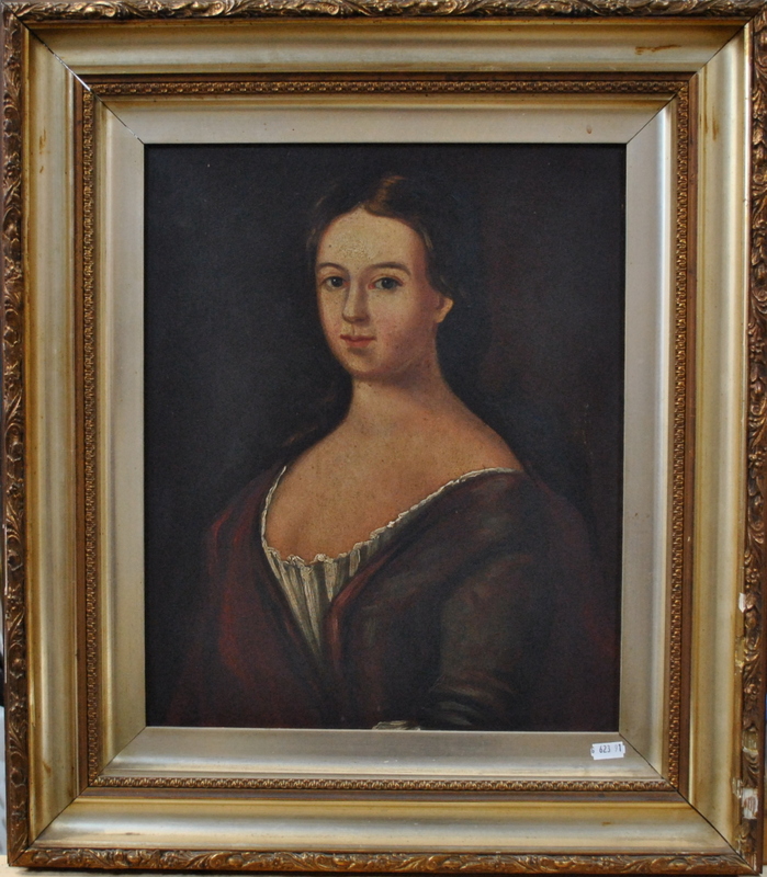English school - Portrait of a young lady, oil on board, 41. - Image 2 of 3