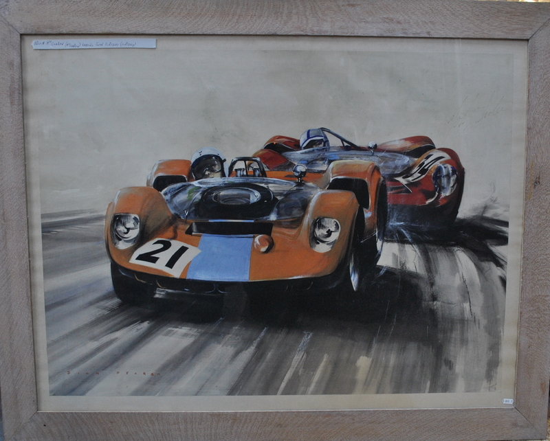 **Dion Pears (1929-85) - Bruce McClaren leading John Surtees, watercolour with bodycolour, - Image 2 of 4