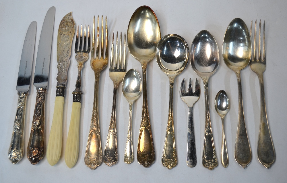 A set of six tablespoons and forks with floral embossed handles, stamped 800, - Image 2 of 6