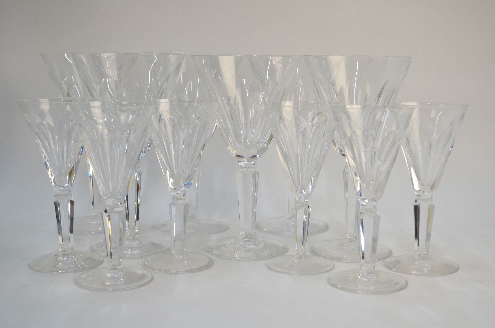 A set of six Waterford 'Sheila' pattern conical fluted wine glasses with hexagonal cut stems and - Image 2 of 6