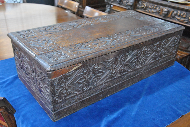 A 17th century six plank oak bible box, - Image 3 of 3