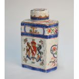 A 19th century Samson porcelain chamfered rectangular tea caddy and cover decorated in the Chinese