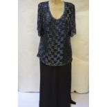 A Frank Usher heavily beaded evening top to/w black evening skirt (size 16)