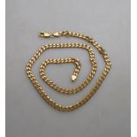 A 9ct yellow gold flat curb necklace chain, approx 47 cm,