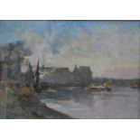 Arthur G Bell - 'The Thames below Mortlake', oil on board, signed lower right, 23 x 33.