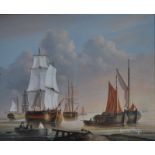 Bernard Page - A busy harbour view, oil on board, signed lower right,