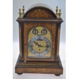 A Victorian satinwood inlaid rosewood bracket clock,