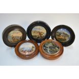 Five Pegwell Bay Pratt & Co pot lids - Pegwell Bay - Est 1760; Royal Harbour,