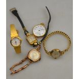 A lady's 18k fob watch with American Waltham Watch Co Sapphire movement,