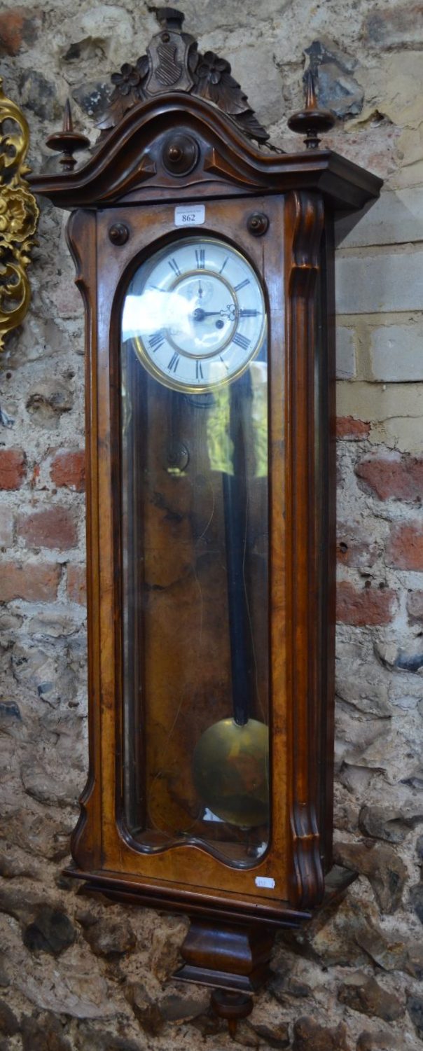 A Victorian / Edwardian walnut cased 'Vienna Regulator' wall clock, - Image 8 of 8
