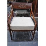 An interesting pair of vintage retro teak framed open armchairs of Danish appearance,