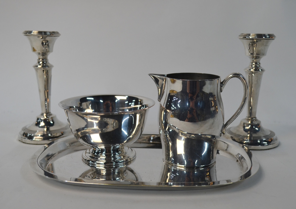 A small pair of loaded silver candlesticks, - Image 2 of 7