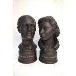 AMENDED ESTIMATE - Two Wedgwood black basalt busts - H M Queen Elizabeth II & H R H The Duke of