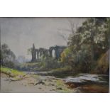 Tatton Winter (1855-1928) - 'Bolton Abbey, York', watercolour, signed and titled lower left,